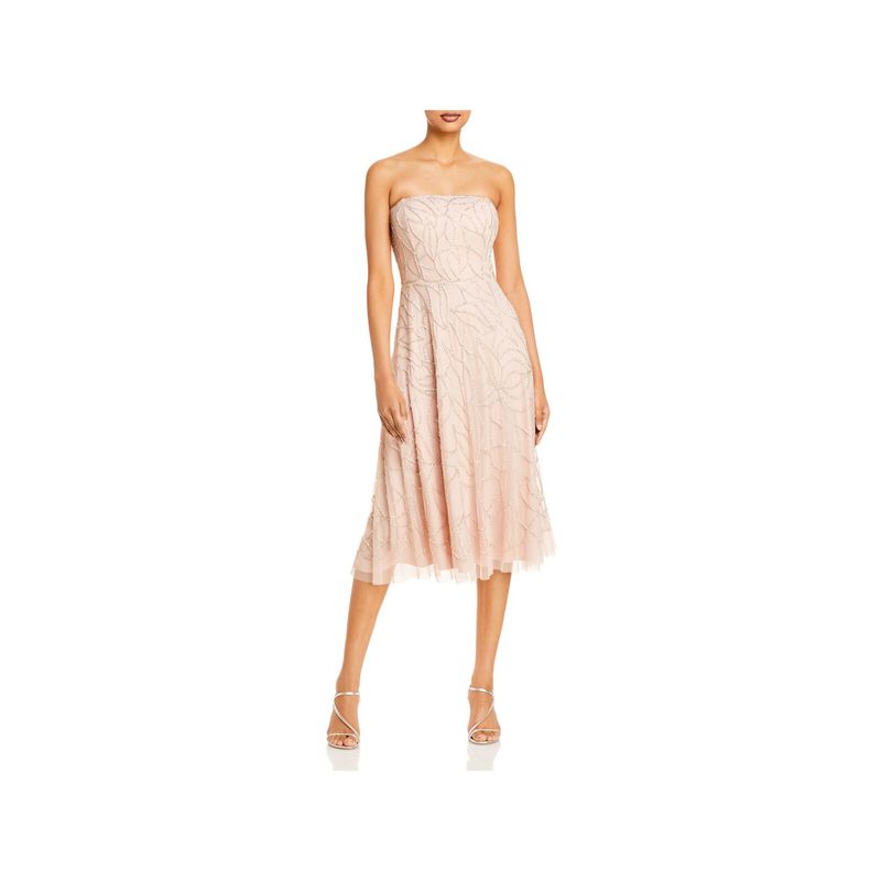 Aidan Mattox Womens Lined Sleeveless Below The Knee Cocktail Fit + Flare Dress